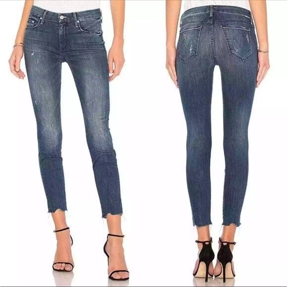 Mother Looker Ankle Chew Distressed Jeans in Breaking the Law Size 26 - Picture 1 of 8